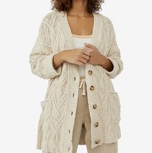 Free People Montana Cable Cardi Tea-cream Cardigan Sweater Knit Oversized S